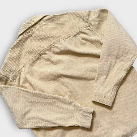 H&M CREAM CORDUROY BUTTON UP SHACKET SHIRT JACKET OVERSIZED LARGE - Picture 4 of 7